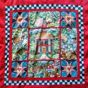 Vintage 1990s Oneita Power 50 Plus Red Country Quilt Made in USA Mens XL Shirt